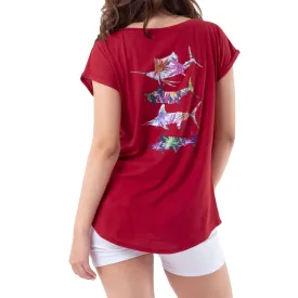 Ladies Wild Flowers Roll Sleeve Dolman Top