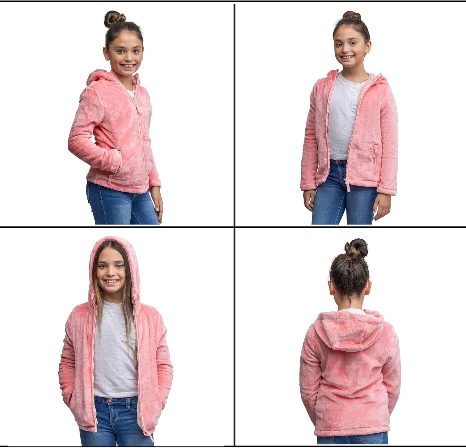 Lands' End Girls Softest Fleece Full Zip Hoodie Sweatshirt (XS-L)