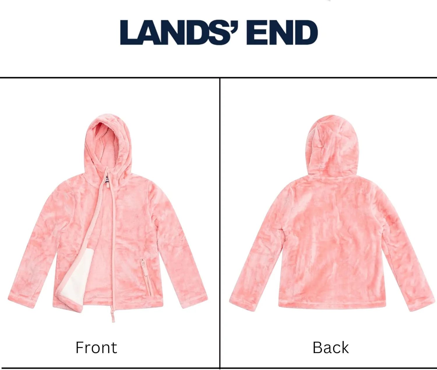 Lands' End Girls Softest Fleece Full Zip Hoodie Sweatshirt (XS-L)