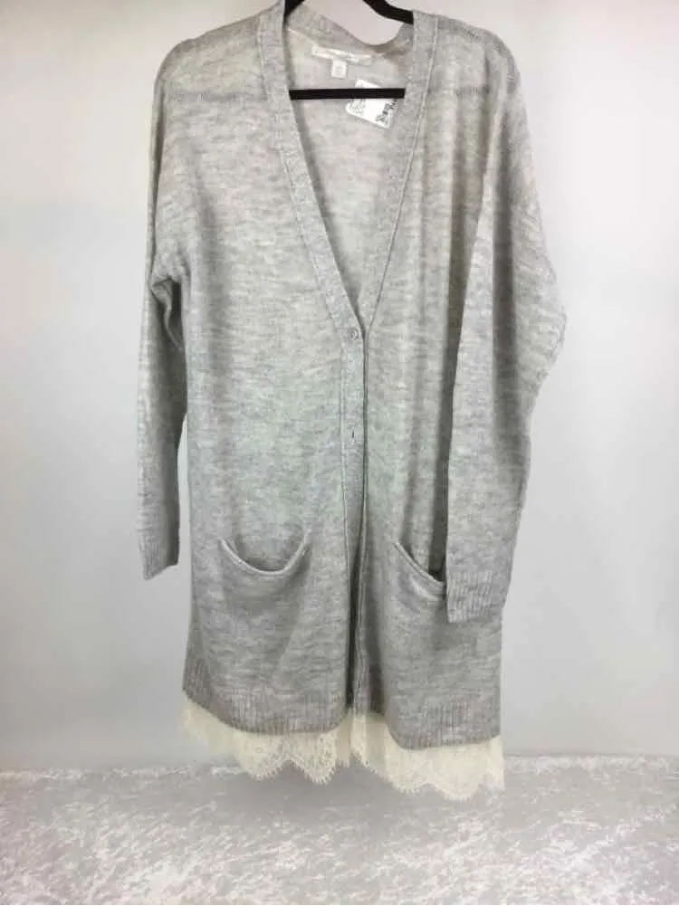 Lauren Conrad Size XXL Light Gray Lace Detail button front Cardigan
