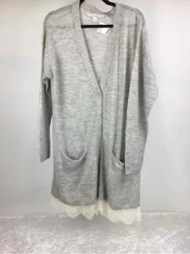 Lauren Conrad Size XXL Light Gray Lace Detail button front Cardigan
