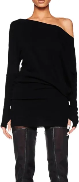 Loose Fit Sheer Dress Batwing Off The Shoulder Long Sleeve Mini Ruched Oversized Casual Streetwear Sexy Dress