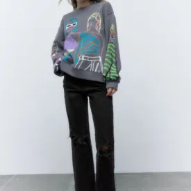 Madelyn Graphic Print Oversized Sweatshirt
