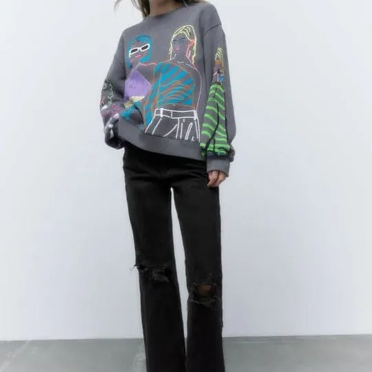 Madelyn Graphic Print Oversized Sweatshirt