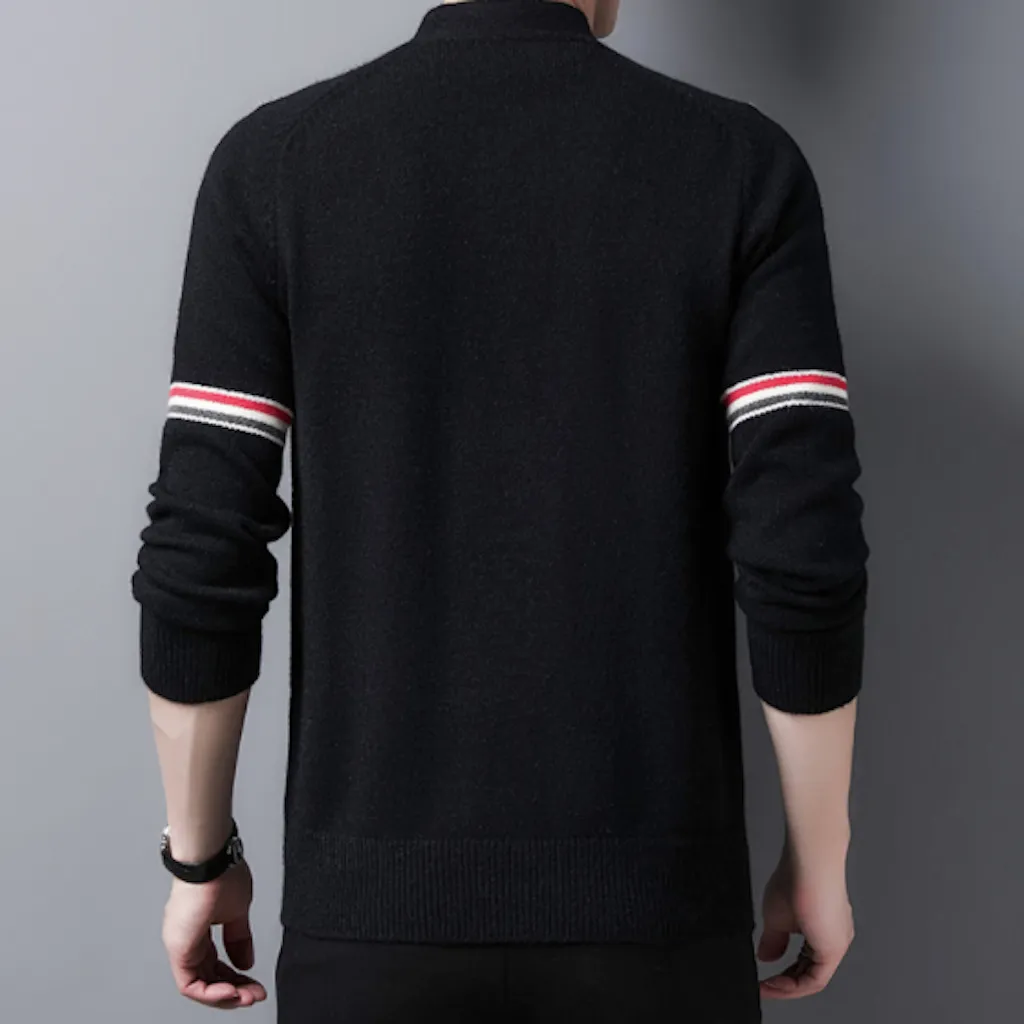 Mens Cardigan With Color Stripes