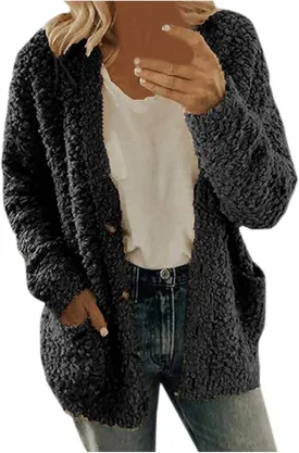 Oversized Warm Winter Coats Plus Size Warm Coat Lapel Double-Breasted Daily Outercoat with Flufff Coat with Pockets