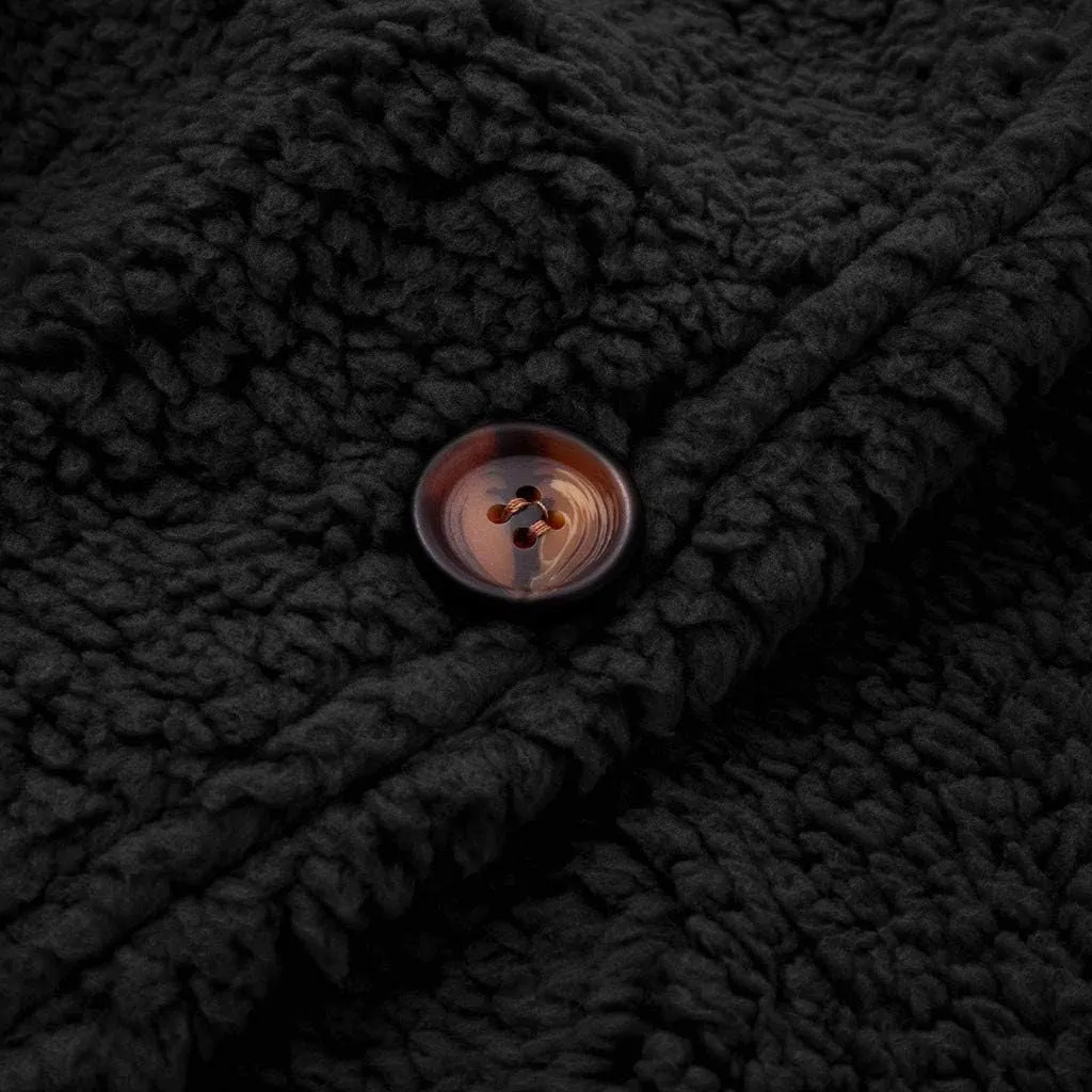 Oversized Warm Winter Coats Plus Size Warm Coat Lapel Double-Breasted Daily Outercoat with Flufff Coat with Pockets