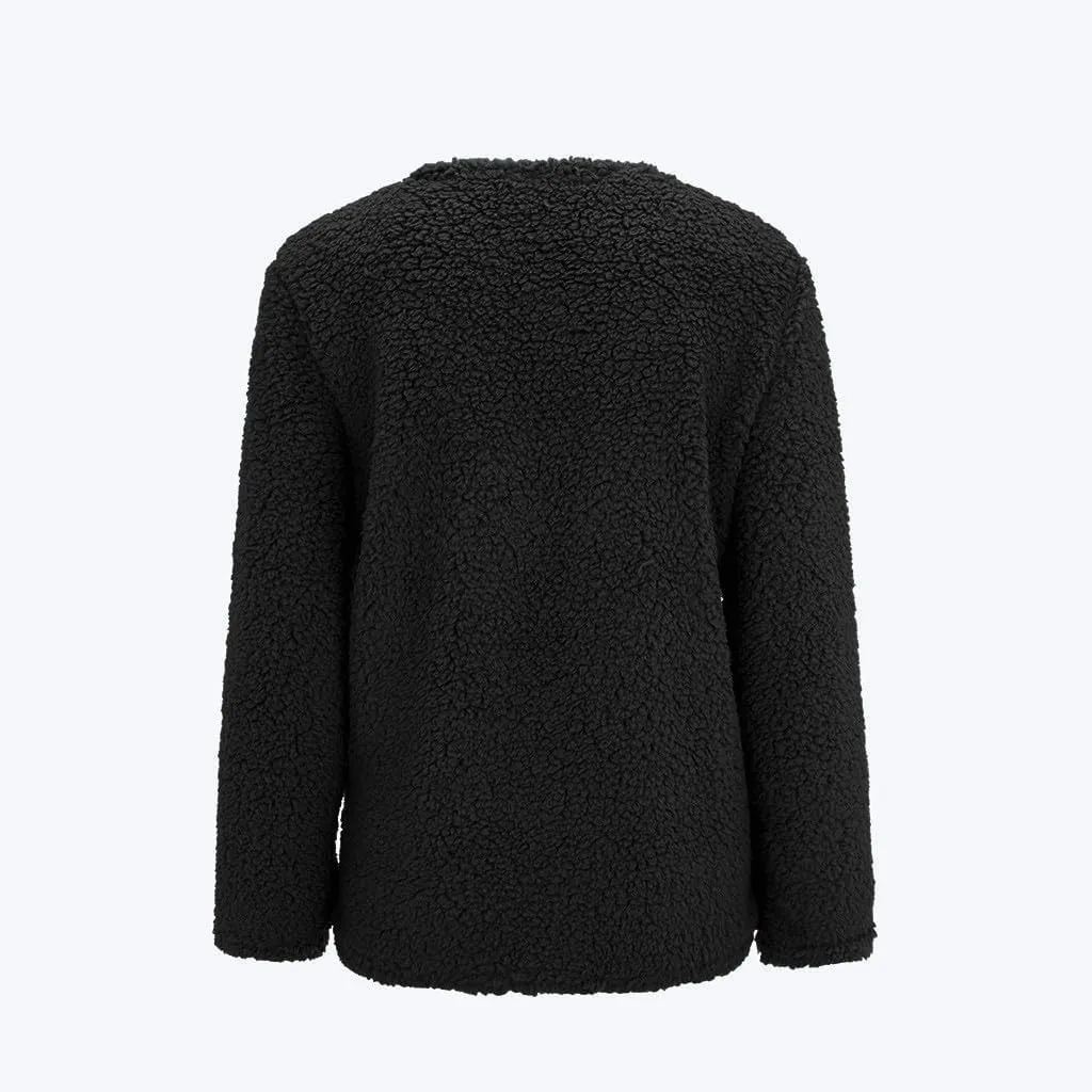 Oversized Warm Winter Coats Plus Size Warm Coat Lapel Double-Breasted Daily Outercoat with Flufff Coat with Pockets