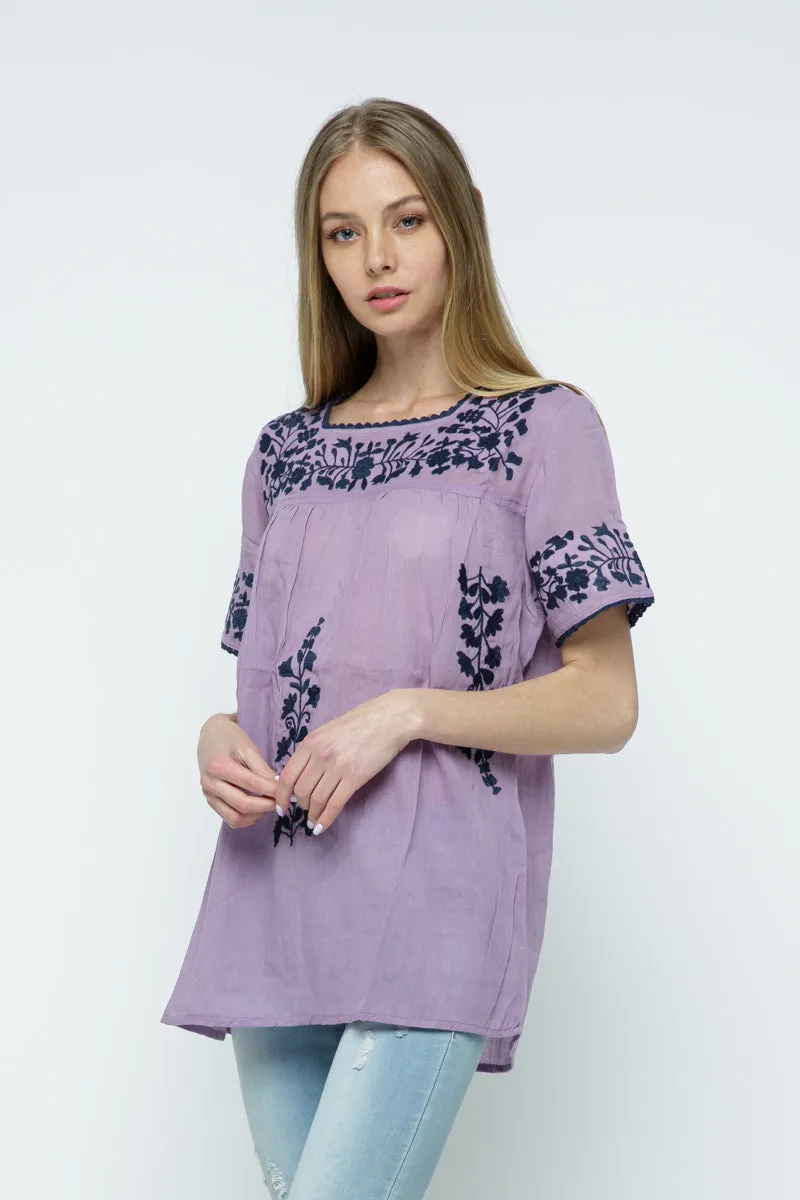 RAJ ALANA EMBROIDERED TOP - LAVENDER