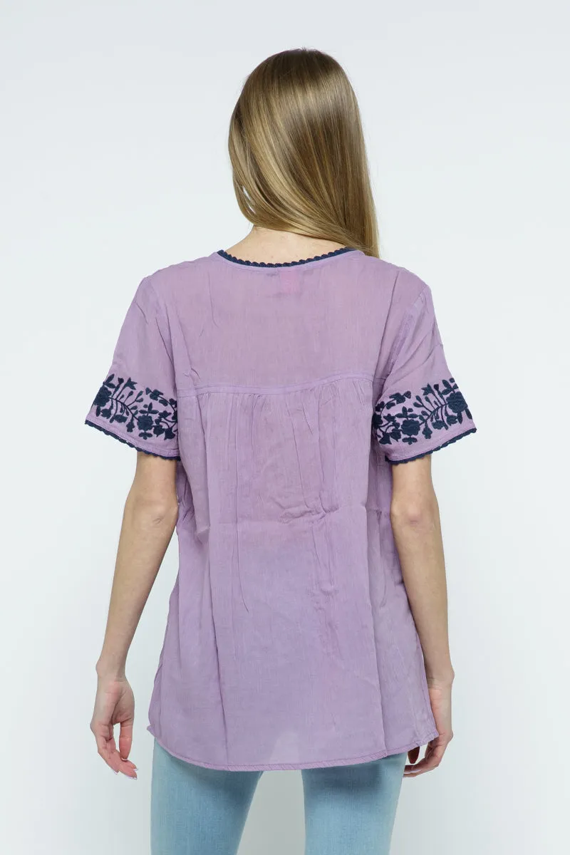 RAJ ALANA EMBROIDERED TOP - LAVENDER