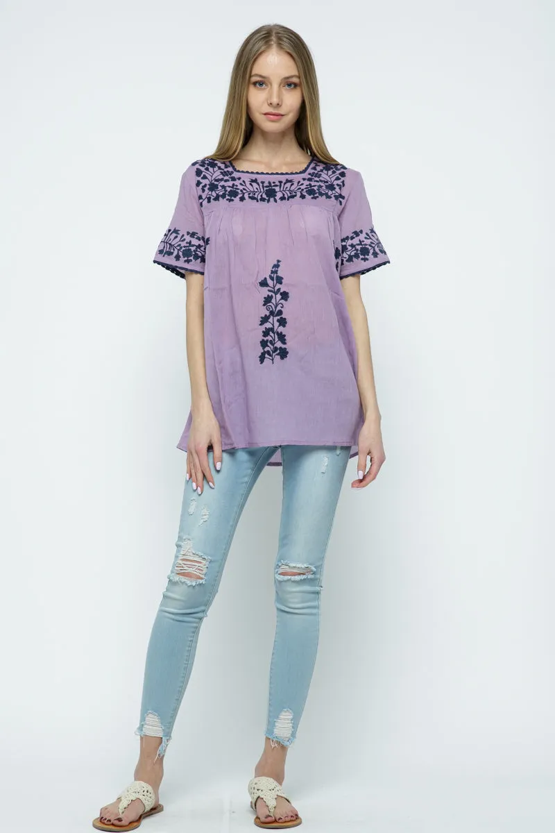 RAJ ALANA EMBROIDERED TOP - LAVENDER