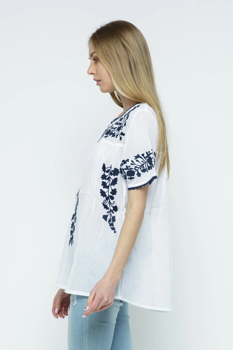 RAJ ALANA EMBROIDERED TOP - WHITE