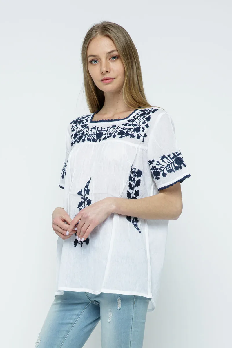 RAJ ALANA EMBROIDERED TOP - WHITE