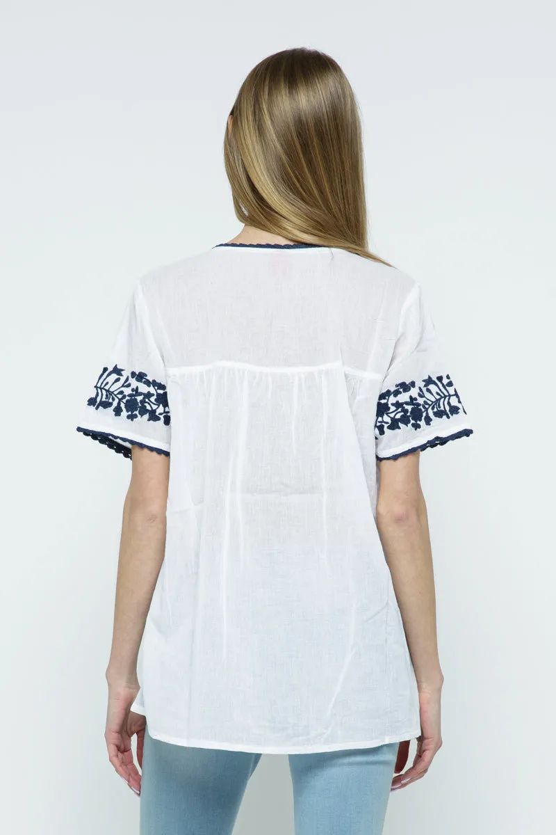 RAJ ALANA EMBROIDERED TOP - WHITE