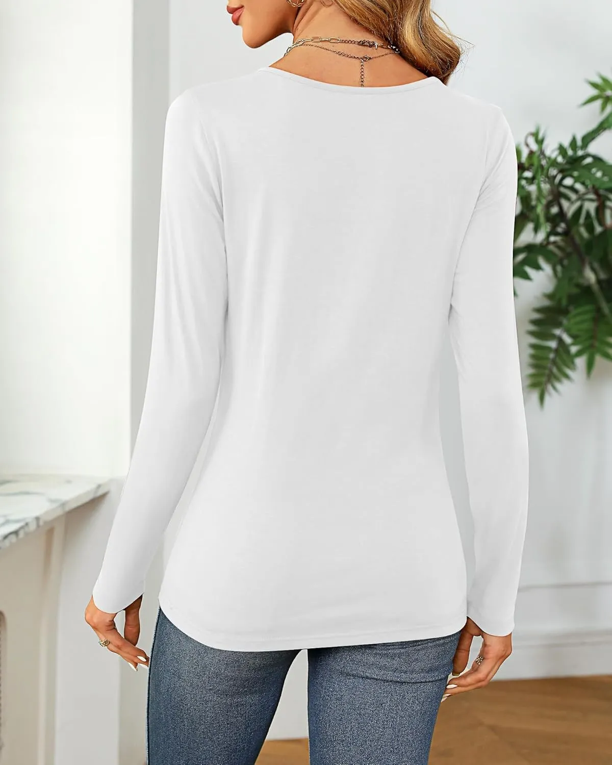 Riyiper 2 Pcs Womens T Shirt Tops with Scoop Neck Basic Casual Tee Women Basic Layer Shirts