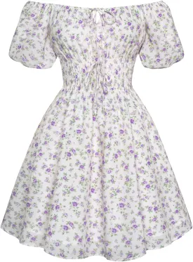 Scarlet Darkness Women's Off The Shoulder Summer Dress Floral Puff Sleeve Renaissance Dresses