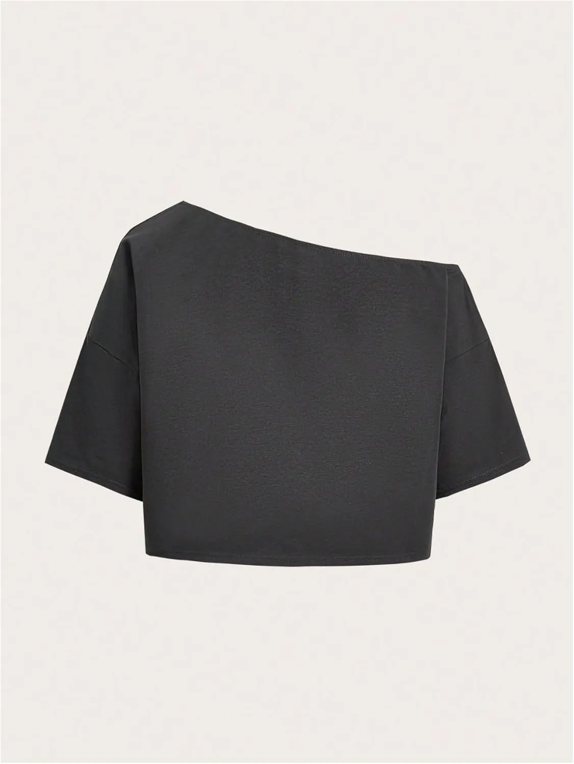 SOLY HUX Women's Plus Size Off The Shoulder Crop Tops Graphic Tees Short Sleeve Loose Fit T Shirts