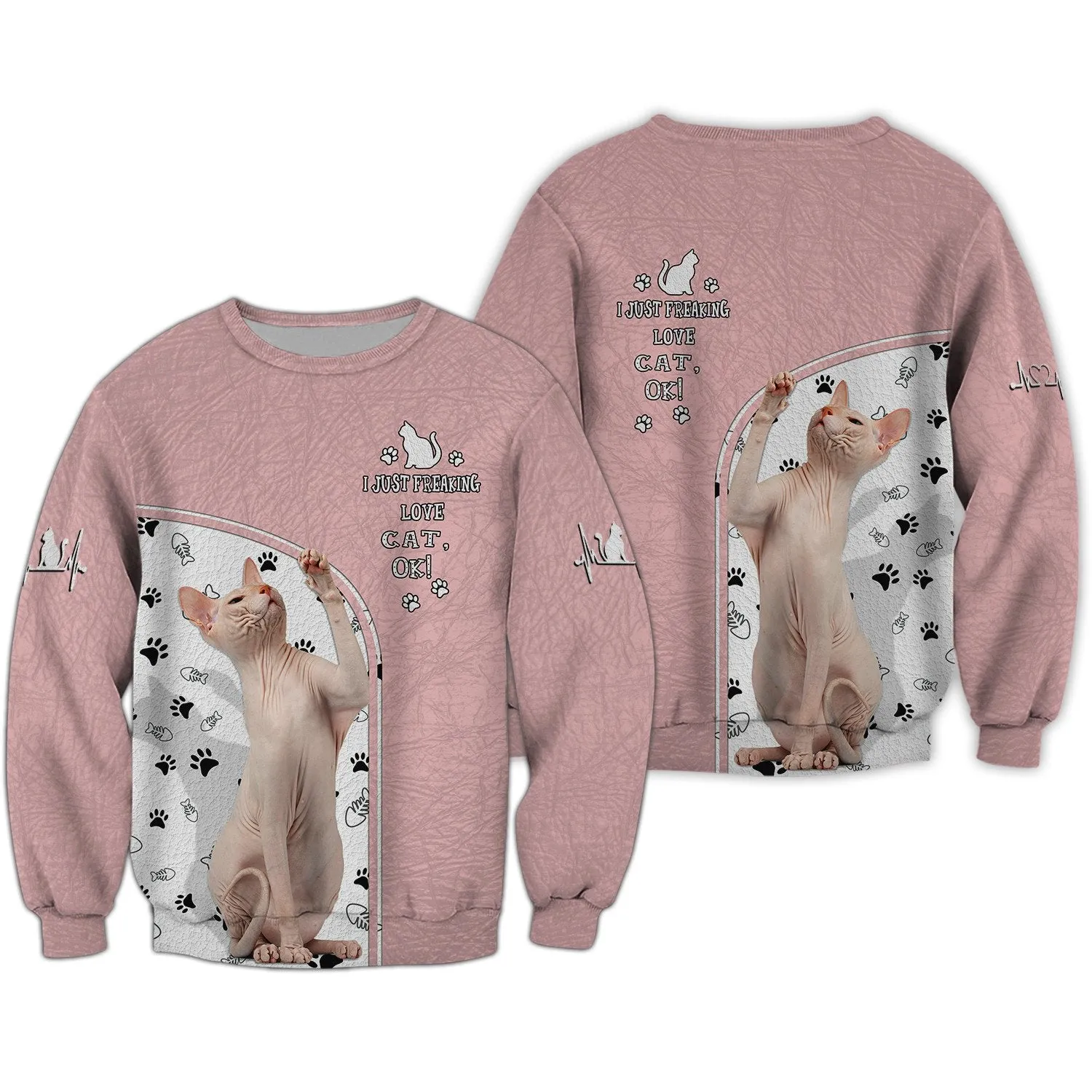 Sphynx Cat 3D Shirt Gift For Cat Lover Sweatshirt Christmas Shirt