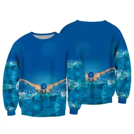 Swimming Shirt 3D Graphic, Christmas Sweatshirt Hoodie Loose Fit, Swim Shirt for Beach Summer
