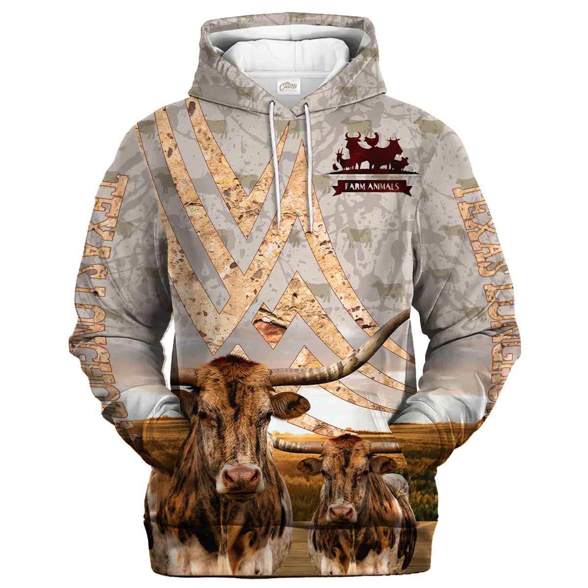 Texas Longhorn On A Stone Background Hoodie