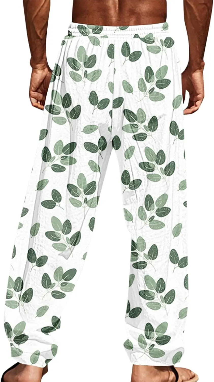 Tropical Palm Tree Graphic Sweatpants for Men Hawaiian Beach Vacation Pants Soft Lounge Lightweight Relaxed Fit