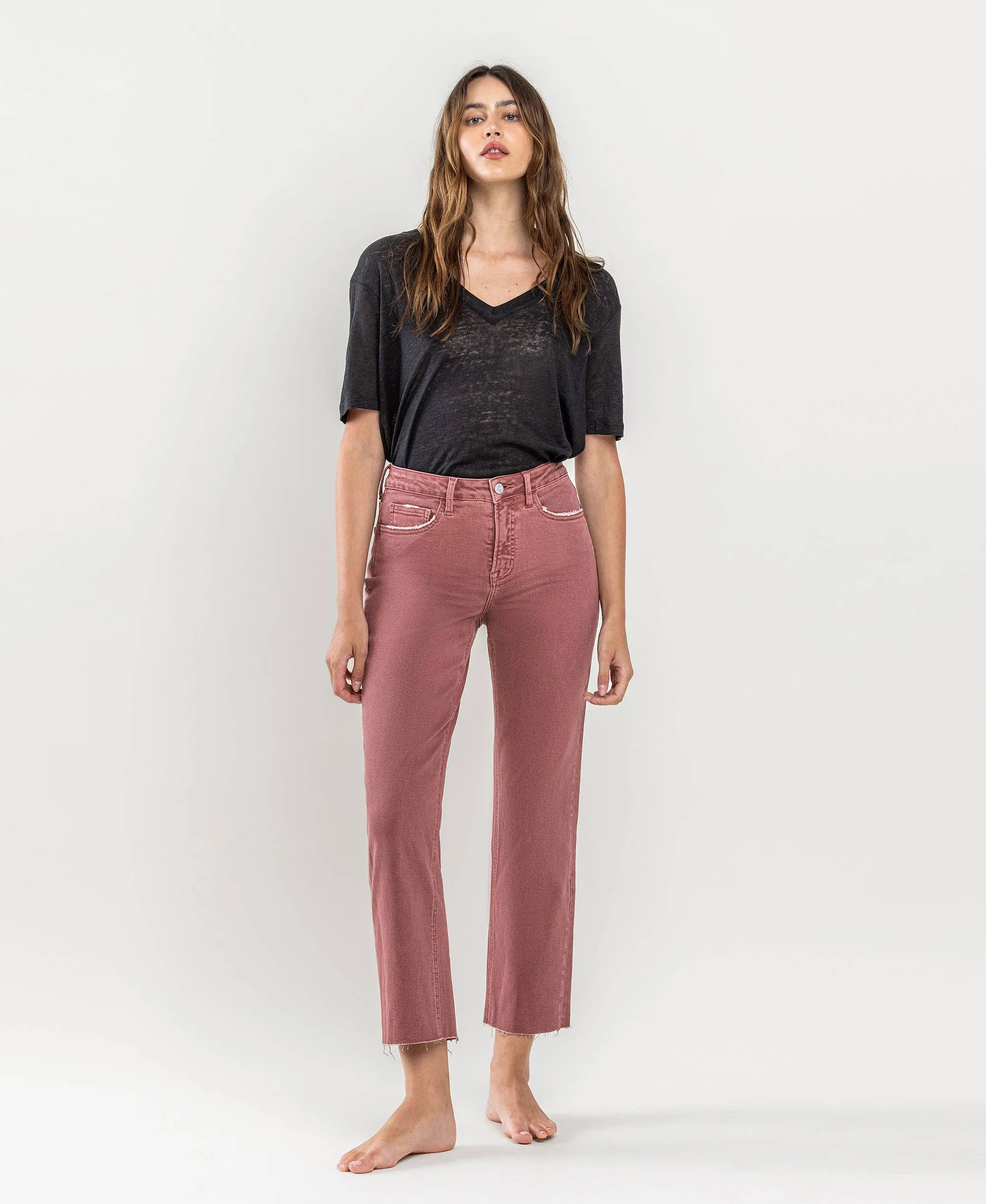 TUMMY CONTROL HIGH RISE CROP STRAIGHT JEANS