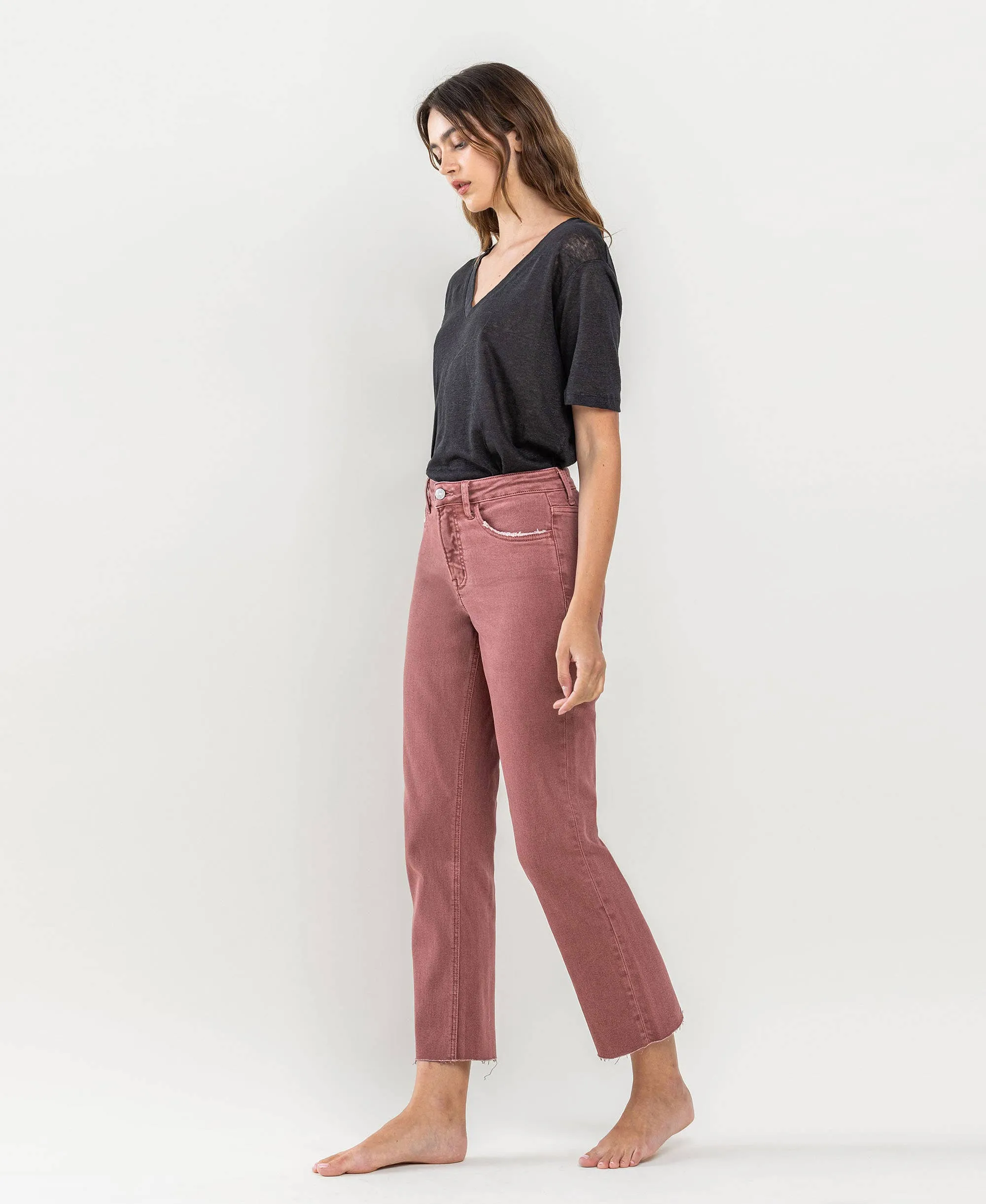 TUMMY CONTROL HIGH RISE CROP STRAIGHT JEANS