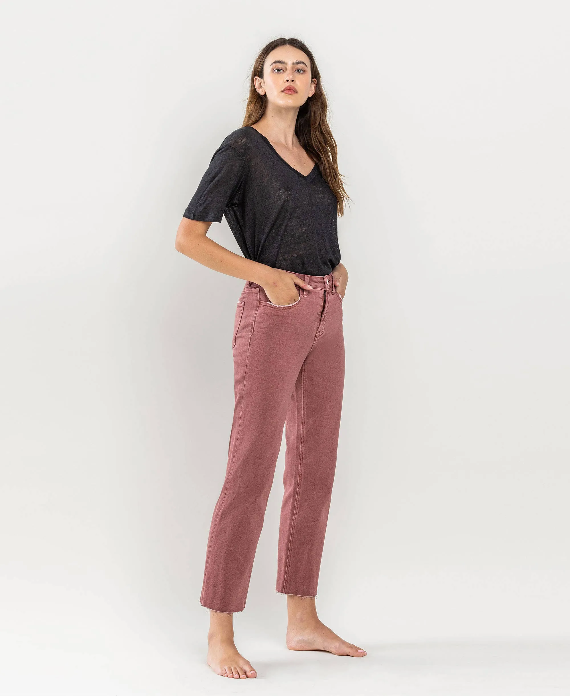 TUMMY CONTROL HIGH RISE CROP STRAIGHT JEANS