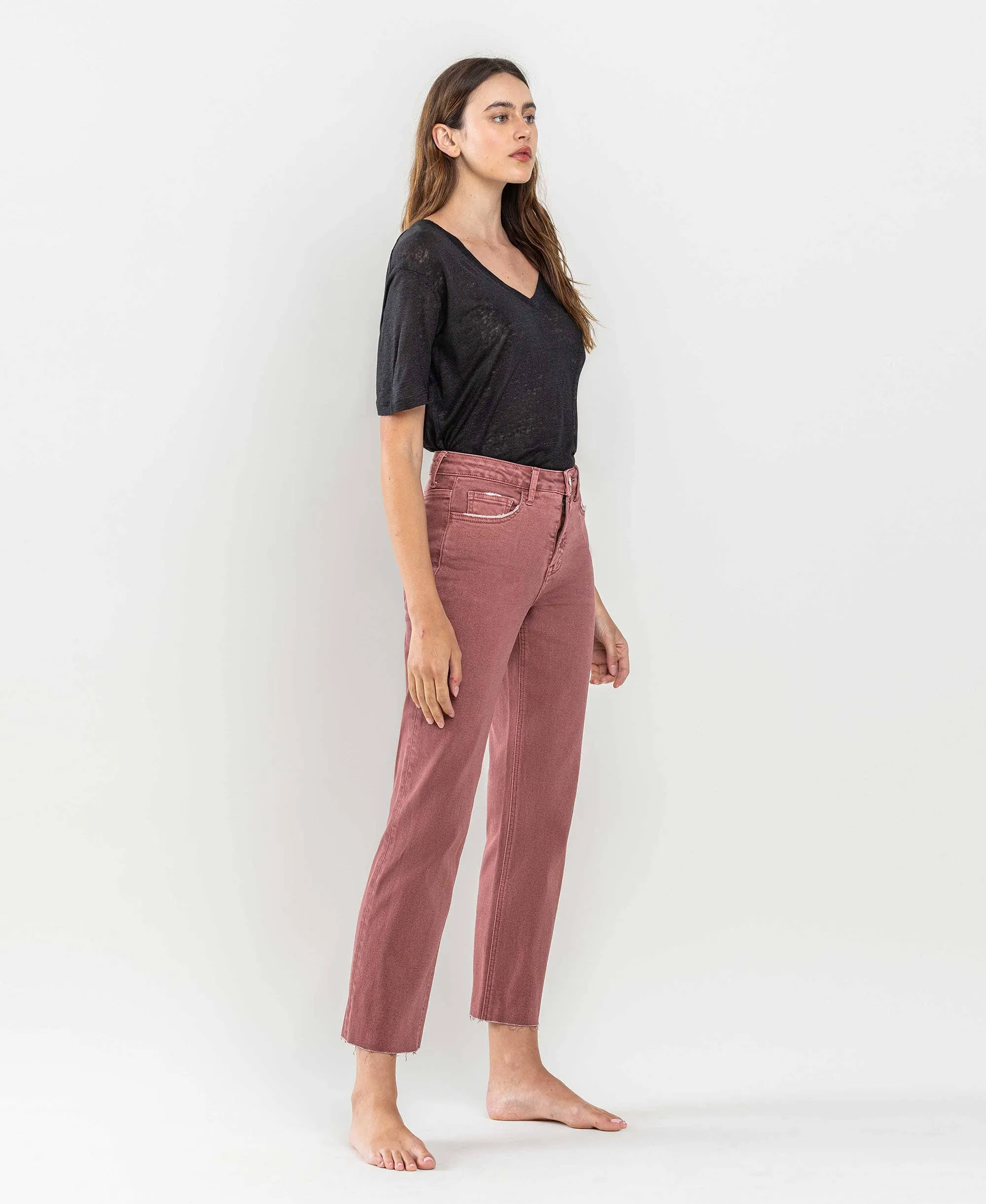 TUMMY CONTROL HIGH RISE CROP STRAIGHT JEANS