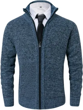 Vcansion Men's Classic Cardigan Sweaters Stand Collar Slim Fit Casual Knitted Sweater