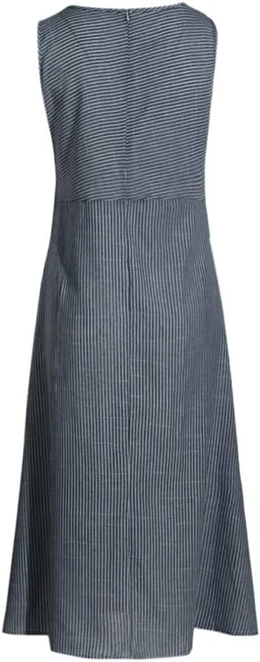 Women Linen Dress Summer Sleeveless Maxi Dress Swing Beach Dresses Boho Long Dresses Beachy with Pockects