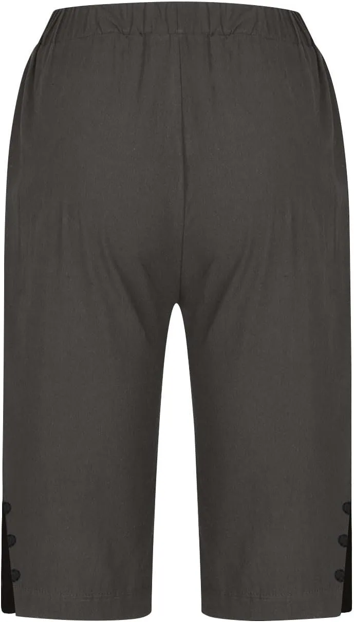 Womens Capri Pants 2025 Knee Length Cotton Linen Capris Summer Straight Leg Loose Beach Bermuda Shorts with Pockets