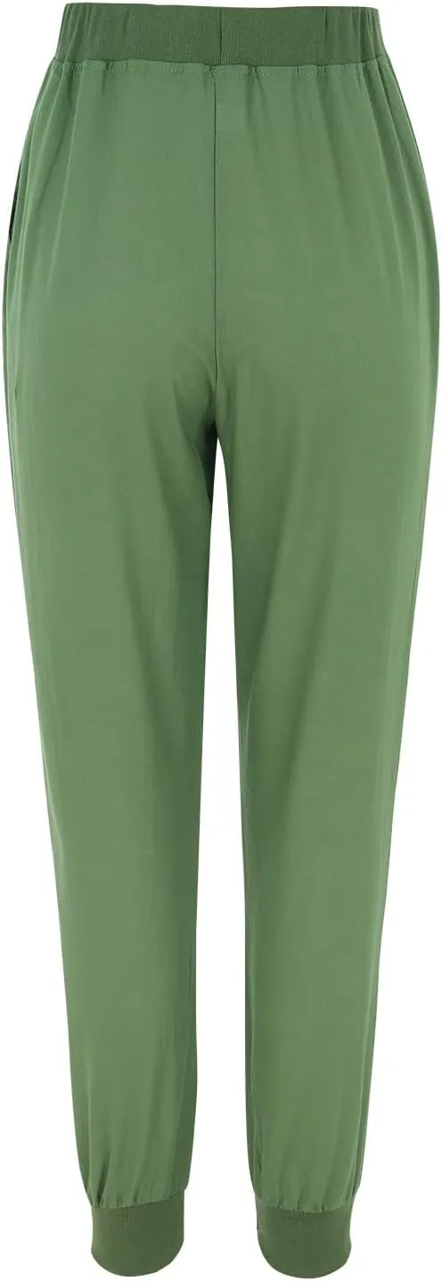 Womens Cotton Linen Pants Summer Drawstring Elastic Waist Pant Casual Linen Tapered Pants with Pockets