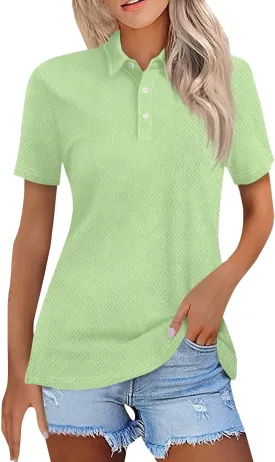 Womens Polo Shirts Short Sleeve Button Lapel Collared Summer Tops Casual Business Dressy Going Out Basic Tees