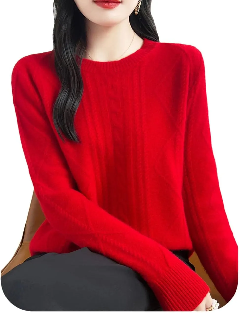 Women's Sweater Wool V-Neck Short Pullover Women Soft Warm Loose Knitted Pullovers Solid Tops