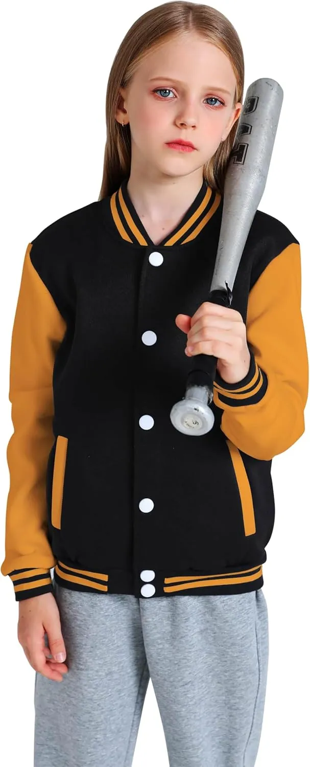 Yuji Itadori Girls Varsity Jacket Kids Baseball Lightweight Jacket Fleece Coat Button Closure School Outwear 2-14 Years