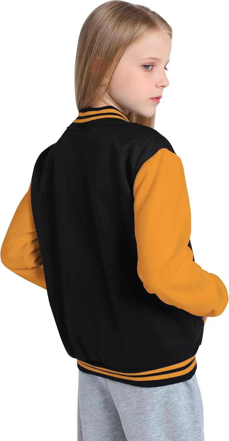 Yuji Itadori Girls Varsity Jacket Kids Baseball Lightweight Jacket Fleece Coat Button Closure School Outwear 2-14 Years