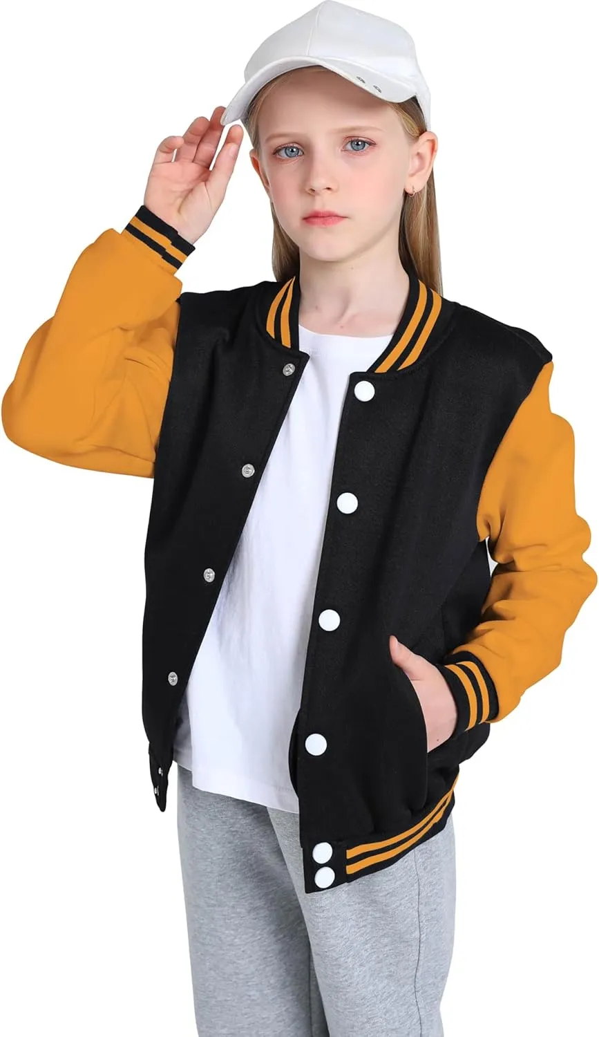 Yuji Itadori Girls Varsity Jacket Kids Baseball Lightweight Jacket Fleece Coat Button Closure School Outwear 2-14 Years