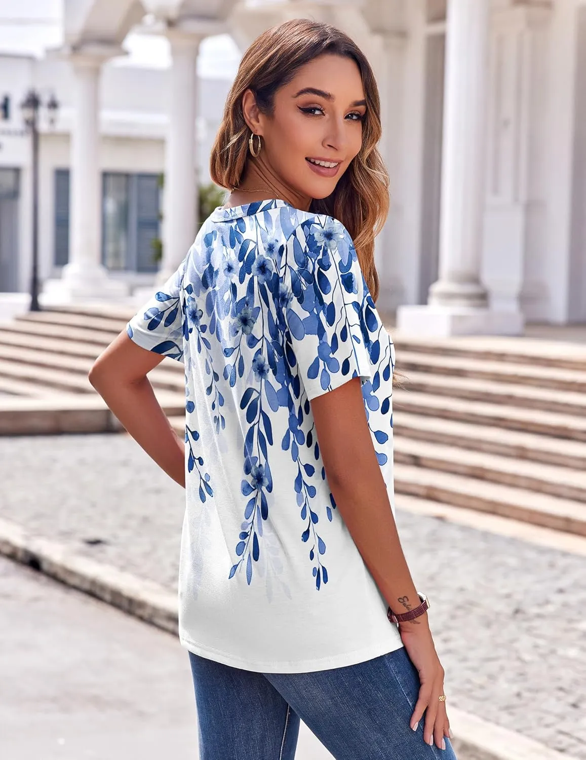 Zeagoo Womens Summer Tops Casual Short Sleeve V Neck Shirts Business Dressy Work Blouses
